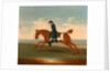 One of Four Portraits of Horses - a Chestnut Racehorse Exercised by a Trainer in a Blue Coat by James Seymour