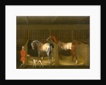 The Stables and Two Famous Running Horses belonging to His Grace, the Duke of Bolton Two Horses in a Stable with a Groom Two Horses and a Groom in a Stable by James Seymour