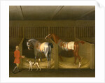 The Stables and Two Famous Running Horses belonging to His Grace, the Duke of Bolton Two Horses in a Stable with a Groom Two Horses and a Groom in a Stable by James Seymour