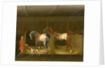 The Stables and Two Famous Running Horses belonging to His Grace, the Duke of Bolton Two Horses in a Stable with a Groom Two Horses and a Groom in a Stable by James Seymour