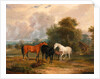 Horses Grazing: Mares and Foals in a Field by Calcraft Turner