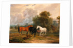 Horses Grazing: Mares and Foals in a Field by Calcraft Turner