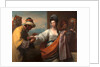 Isaac's servant tying the bracelet on Rebecca's arm by Benjamin West