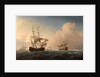 English Warships Heeling in the Breeze Offshore by William van de Velde the Younger