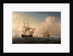 English Warships Heeling in the Breeze Offshore by William van de Velde the Younger