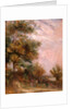 Landscape with Trees and a Figure Verso: Cottages in a Landscape by Thomas Churchyard