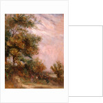 Landscape with Trees and a Figure Verso: Cottages in a Landscape by Thomas Churchyard