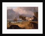 Donkeys and Figures on a Beach by Julius Caesar Ibbetson