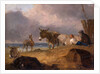 Donkeys and Figures on a Beach by Julius Caesar Ibbetson
