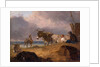 Donkeys and Figures on a Beach by Julius Caesar Ibbetson