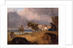 Donkeys and Figures on a Beach by Julius Caesar Ibbetson