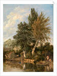 Boys Bathing on the River Wensum, Norwich A River Scene with Boys Bathing View on the Wesum at Thorpe by John Crome