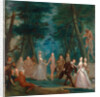 Scene in a park, with figures from the Commedia dell'Arte A Harliquinade by Marcellus Laroon the Younger