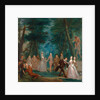 Scene in a park, with figures from the Commedia dell'Arte A Harliquinade by Marcellus Laroon the Younger