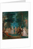 Scene in a park, with figures from the Commedia dell'Arte A Harliquinade by Marcellus Laroon the Younger