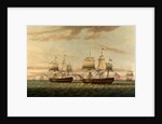 An Indiaman and a Two Decker by Thomas Luny