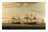 An Indiaman and a Two Decker by Thomas Luny