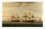 An Indiaman and a Two Decker by Thomas Luny