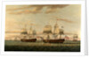 An Indiaman and a Two Decker by Thomas Luny