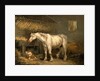 Old horses with a dog in a stable by George Morland
