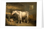 Old horses with a dog in a stable by George Morland