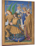 Louis XII of France Kneeling in Prayer, Accompanied by Saints Michael, Charlemagne, Louis, and Denis by Jean Bourdichon