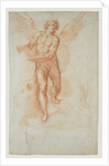 An Angel Holding a Book (recto), Three Studies of a Falling Male Figure (verso) by Cristoforo Roncalli