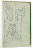 Two standing horses, Man riding a rearing horse by Théodore Géricault