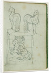 Two standing horses, Man riding a rearing horse by Théodore Géricault