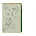 Two standing horses, Man riding a rearing horse by Théodore Géricault