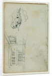 Horse head, view of a courtyard by Théodore Géricault