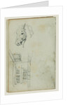 Horse head, view of a courtyard by Théodore Géricault