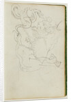 Lion attacking a snake over nude figure study by Théodore Géricault