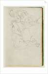 Lion attacking a snake over nude figure study by Théodore Géricault