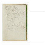 Lion attacking a snake over nude figure study by Théodore Géricault
