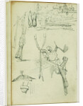 Weapon studies, compositional study of castle scene by Théodore Géricault