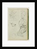 Studies of lion, compositional group figure study, two caricature head studies by Théodore Géricault