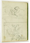 Two compositional studies of a lion hunt by Théodore Géricault