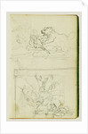 Two compositional studies of a lion hunt by Théodore Géricault