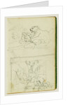 Two compositional studies of a lion hunt by Théodore Géricault