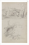View of a Country House and Studies of Bushes and Foliage by Théodore Géricault