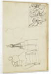 Tassels, seated figure from behind chair, thumbnail study of Charging Chasseur by Théodore Géricault
