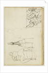 Tassels, seated figure from behind chair, thumbnail study of Charging Chasseur by Théodore Géricault