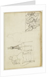 Tassels, seated figure from behind chair, thumbnail study of Charging Chasseur by Théodore Géricault