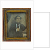 Portrait of a man posed with books by Anonymous