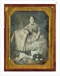 Portrait of a Seated Young Woman and Dog by Anonymous