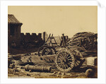 Interior of the Pehtang Fort Showing the Magazine and Wooden Gun by Felice Beato