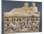 Sarcophagus with lid and 4 unjoined fragments by Anonymous