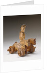 Toy in the Shape of a Rider and Two Horses on Wheels by Anonymous