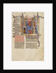 Initial A: Two Men before a King and A Man Speaking to a Family by Anonymous